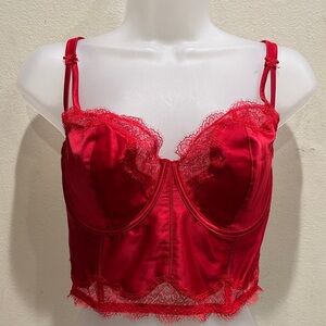 Victoria's Secret Red Satin Lace Corset